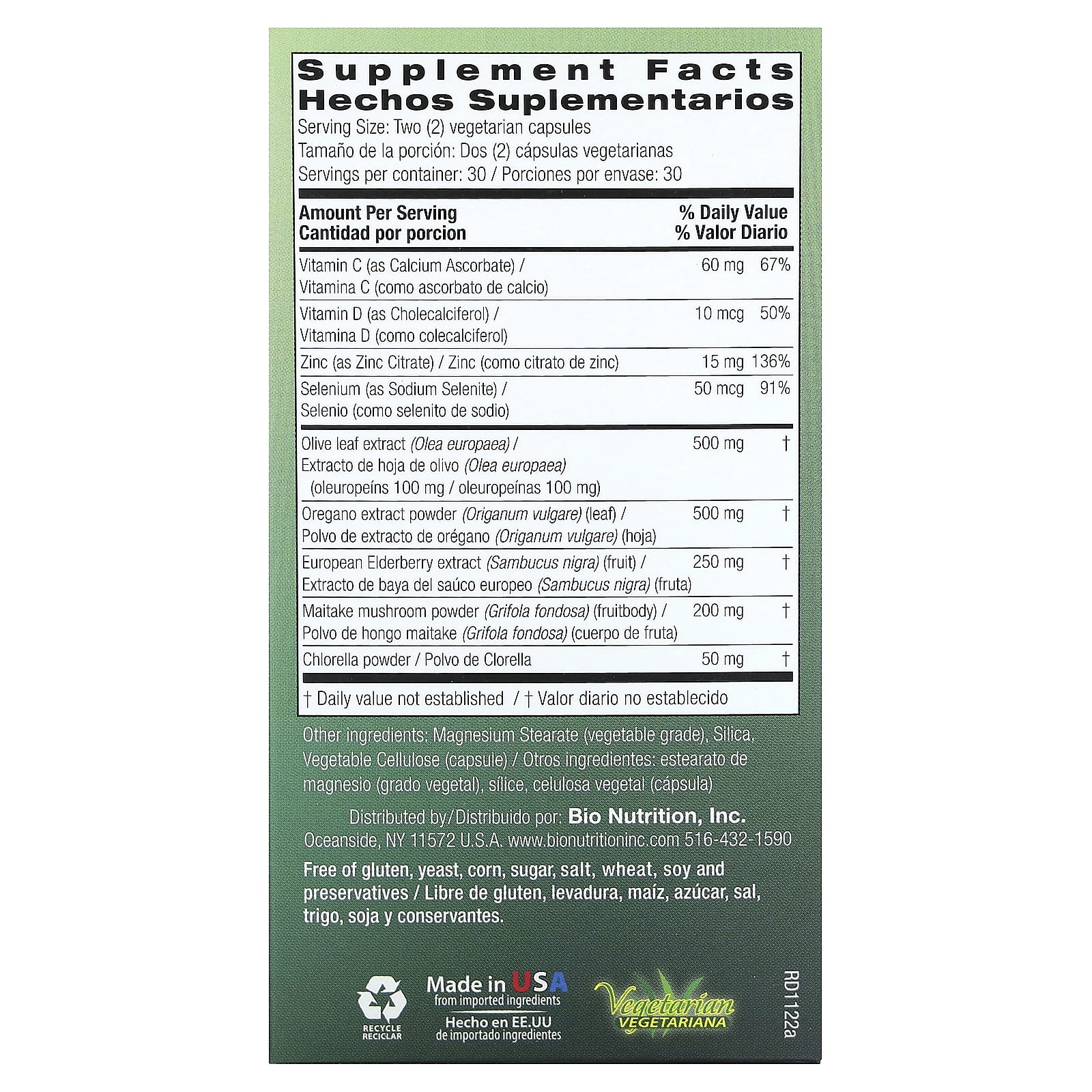 Bio Nutrition, Immune Wellness Olive & Oregano, 60 Capsules UPC 854936003228 | Hilife Vitamins