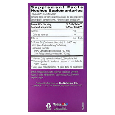 Bio Nutrition, Safflower 1,000 mg, 90 Softgels UPC 854936003259 | HiLife Vitamins