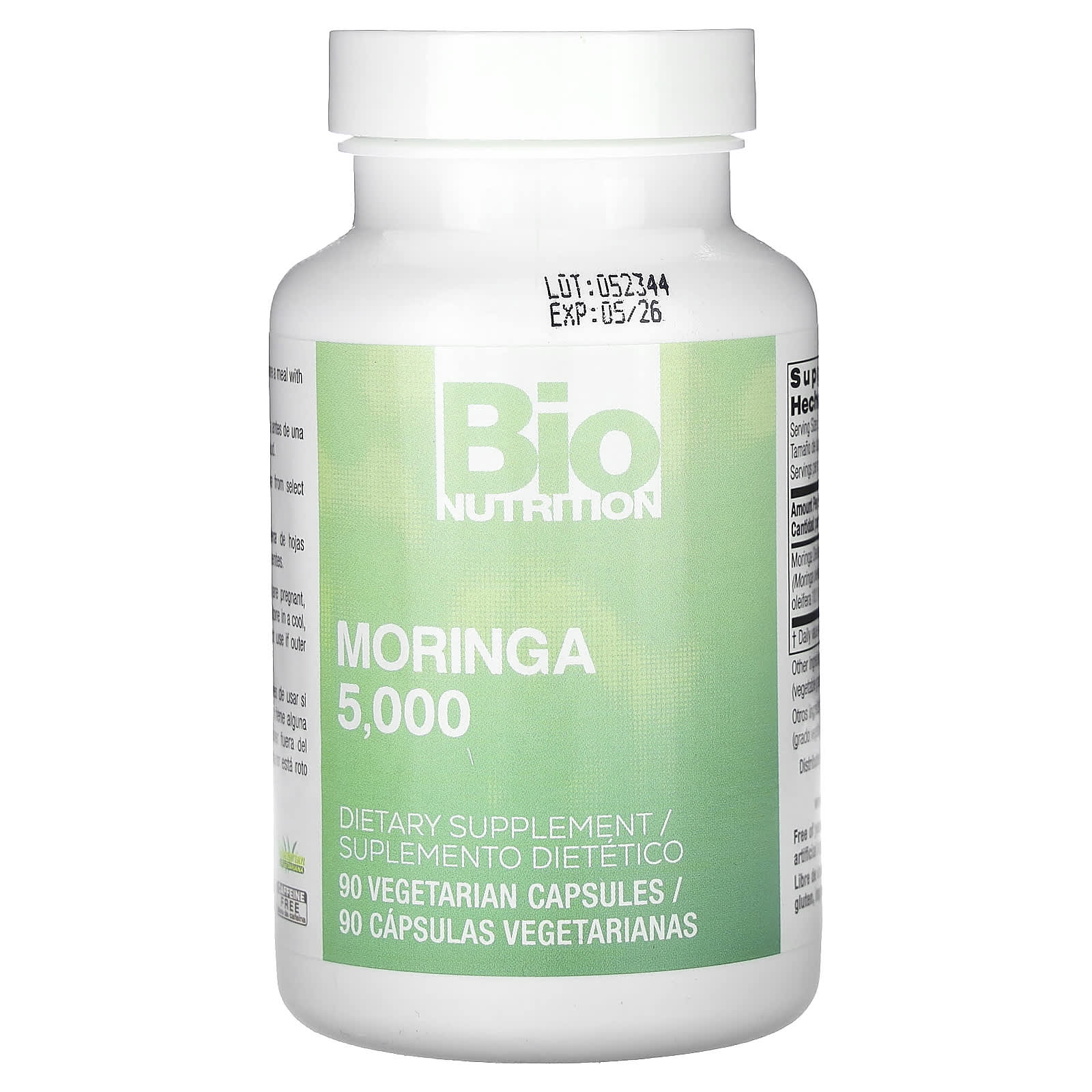 Bio Nutrition, Moringa Super Food, 90 Vegetarian Capsules UPC 854936003334 | Hilife Vitamins