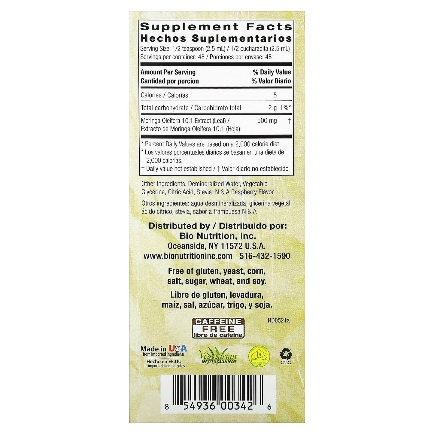 Bio Nutrition, Moringa Liquid, 4 Oz UPC 854936003426 | Hilife Vitamins