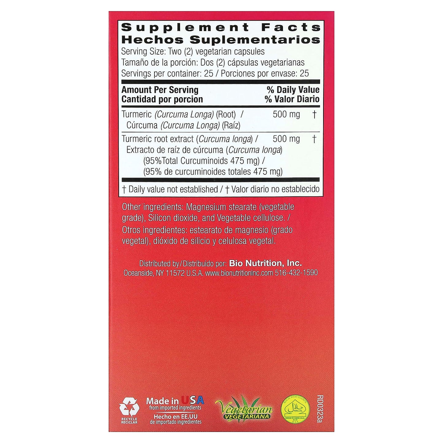 Bio Nutrition, Curcumin 500, 50 Capsules UPC 854936003471 | Hilife Vitamins