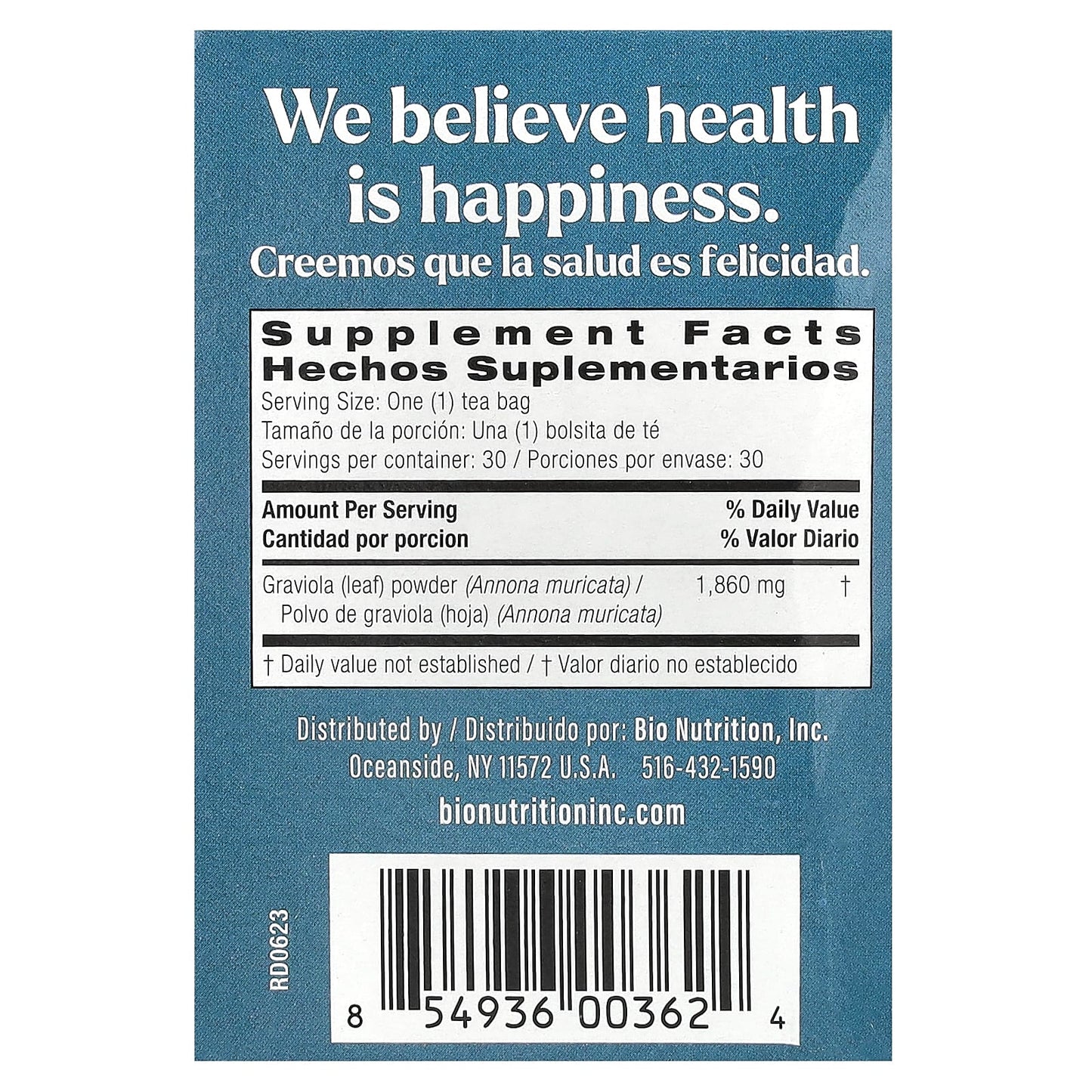 Bio Nutrition, Graviola Tea, 30 Tea Bags UPC 854936003624 | Hilife Vitamins