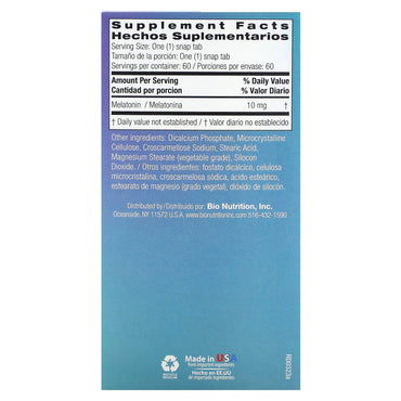 Bio Nutrition, Melatonin, 60 Tablets UPC 854936003648 | Hilife Vitamins