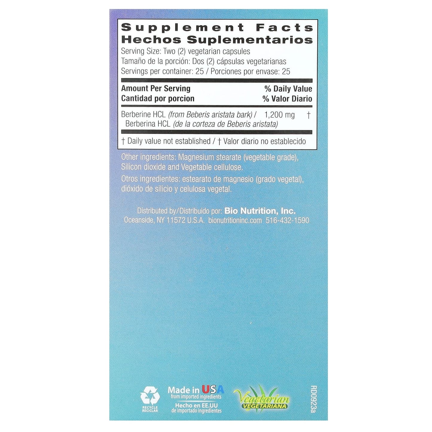 Bio Nutrition, Advanced Berberine, 50 Capsules UPC 854936003730 | Hilife Vitamins