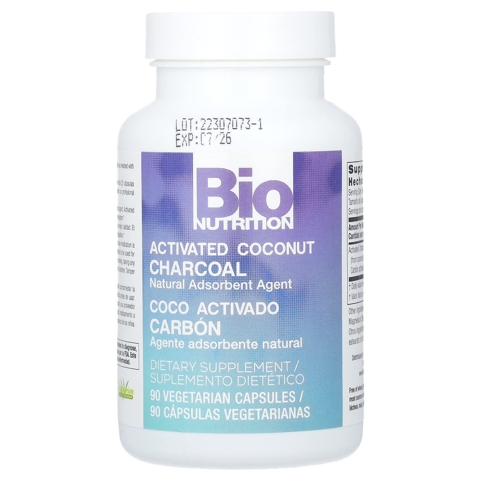 Bio Nutrition, Activated Charcoal Veggie Ules, 90 Capsules UPC 854936003754 | Hilife Vitamins
