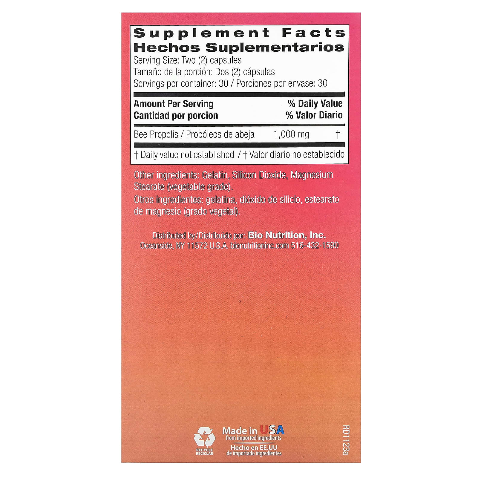 Bio Nutrition, Bee Propolis Veggie Ules, 60 Capsules UPC 854936003761 | Hilife Vitamins
