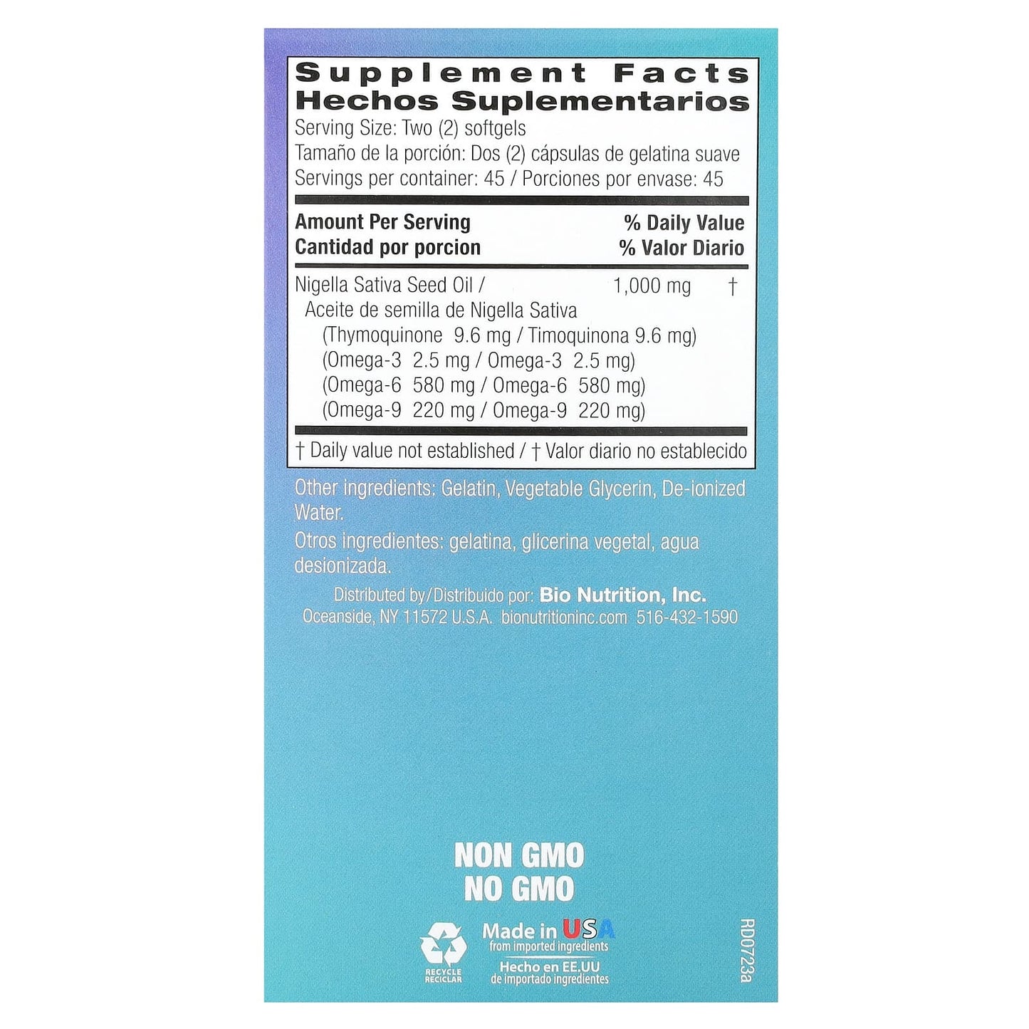 Bio Nutrition, Premium Black Seed Oil 1,000 mg, 90 Softgels UPC 854936003792 | Hilife Vitamins
