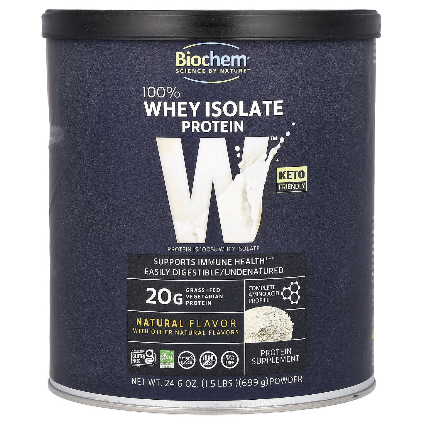Biochem, 100% Whey Isolate Protein Powder, Natural, 1.5 lbs (699 g) - 015794018414 | Hilife Vitamins