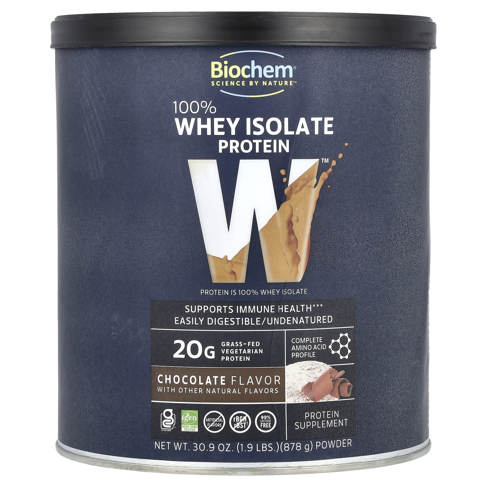 Biochem, 100% Whey Isolate Protein, Chocolate, 1.9 lbs (878 g) UPC 015794020028 | HiLife Vitamins