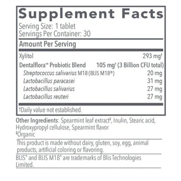 Biocidin Botanicals, Dentalflora®, 30 Mint Tablets UPC 899870002241 | Hilife Vitamins