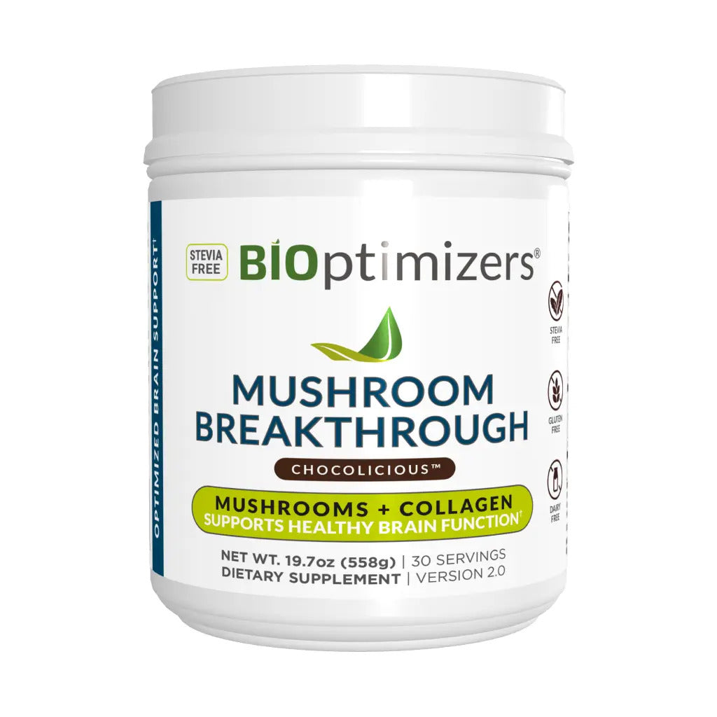 BiOptimizers, Mushroom Breakthrough (Chocolicious), 19.7 oz (558g) UPC 850018116732 | HiLife Vitamins