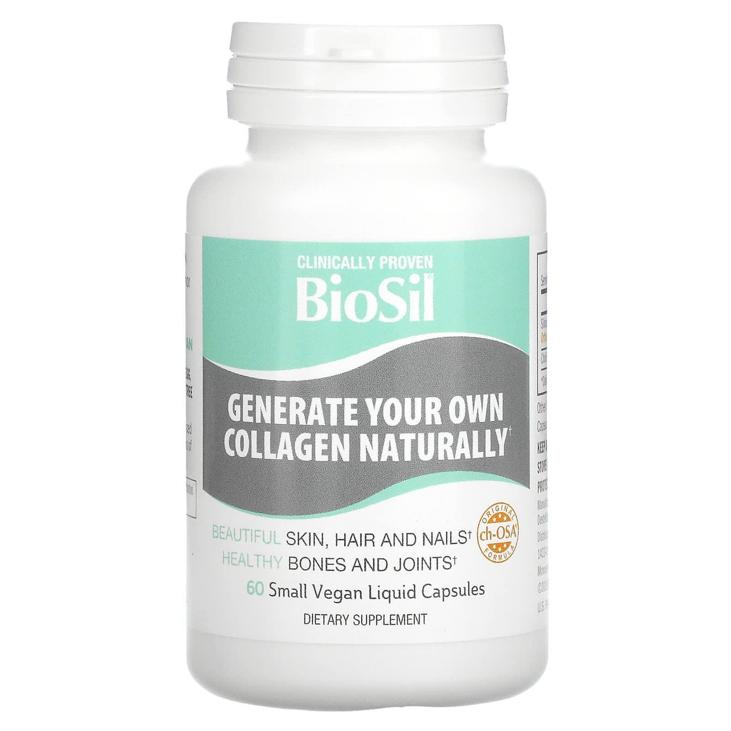 BioSil by Natural Factors, Advanced Collagen Generator, 60 Small Vegan Liquid Capsules UPC 5425010391873 | Hilife Vitamins