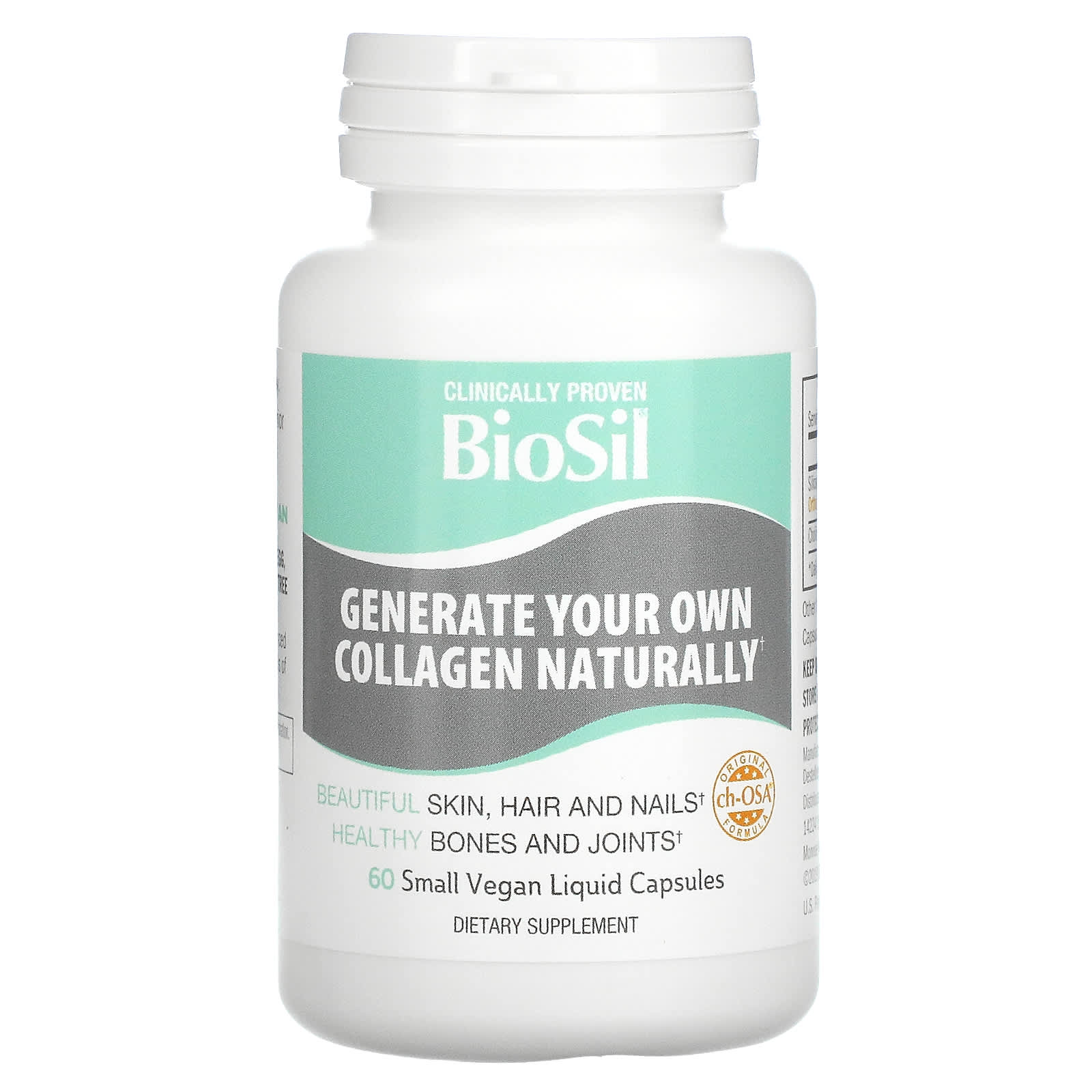 BioSil by Natural Factors, Advanced Collagen Generator, 60 Small Vegan Liquid Capsules UPC 5425010391873 | Hilife Vitamins