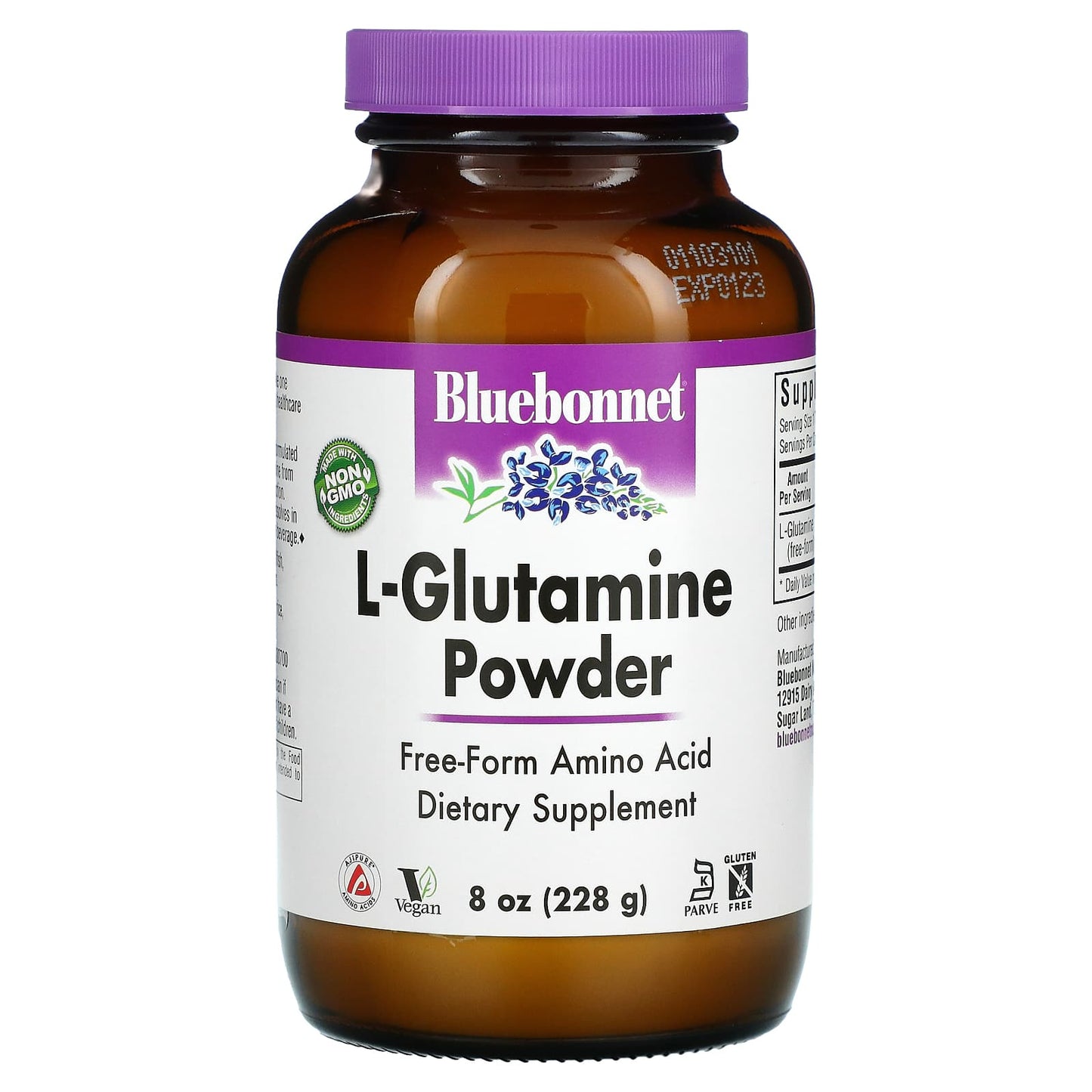 Bluebonnet, L-glutamine powder, 8 Oz Powder UPC 743715000490 | Hilife Vitamins