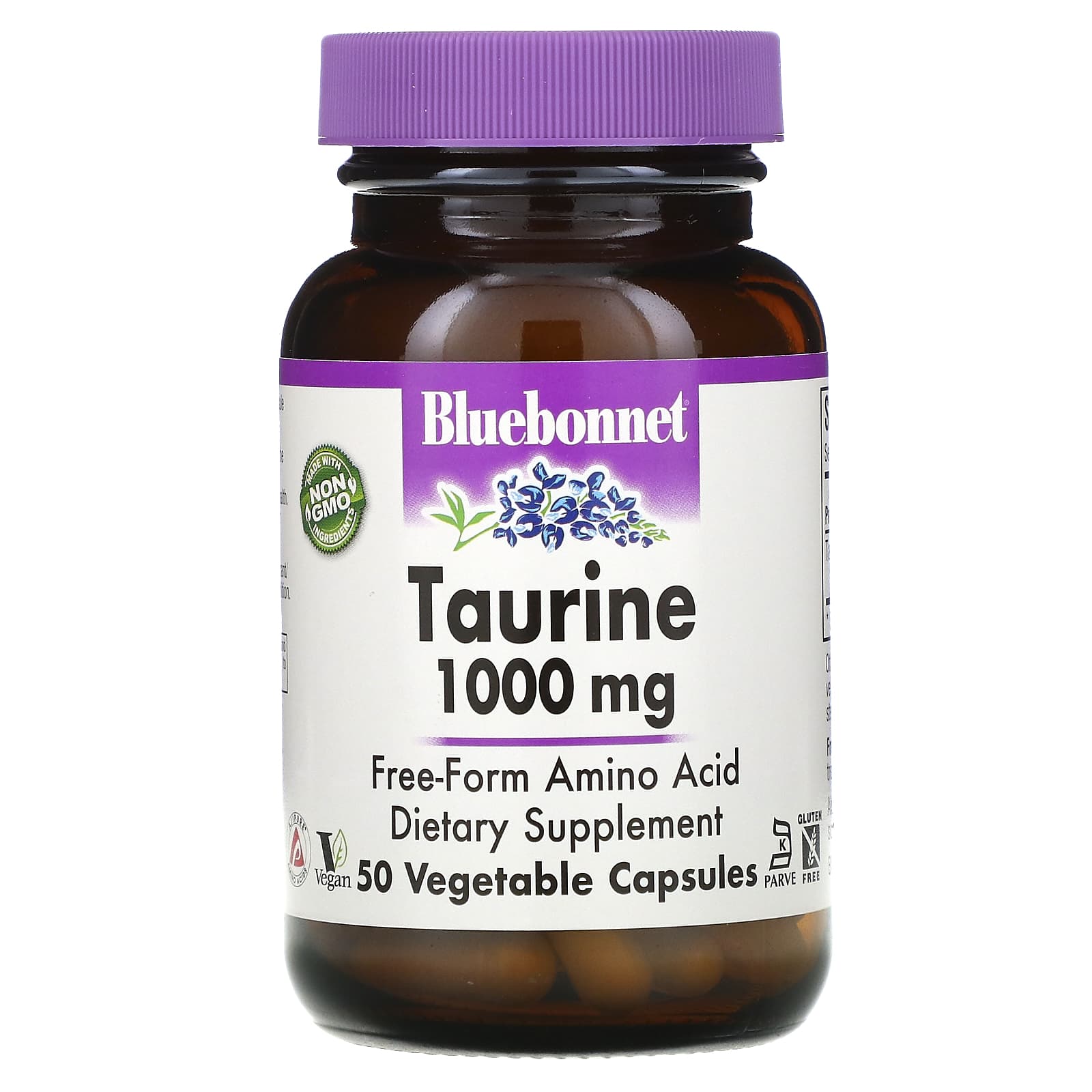 Bluebonnet, Taurine 1000 Mg, 50 Vegetarian Capsules UPC 743715000872 | Hilife Vitamins