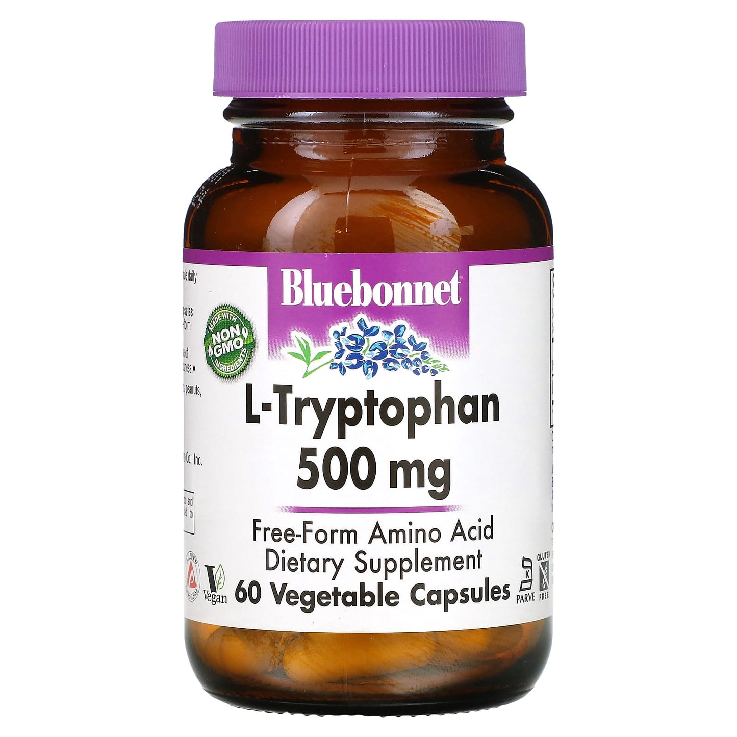 Bluebonnet, L-tryptophan 500 Mg, 60 Vegetarian Capsules UPC 743715000940 | Hilife Vitamins
