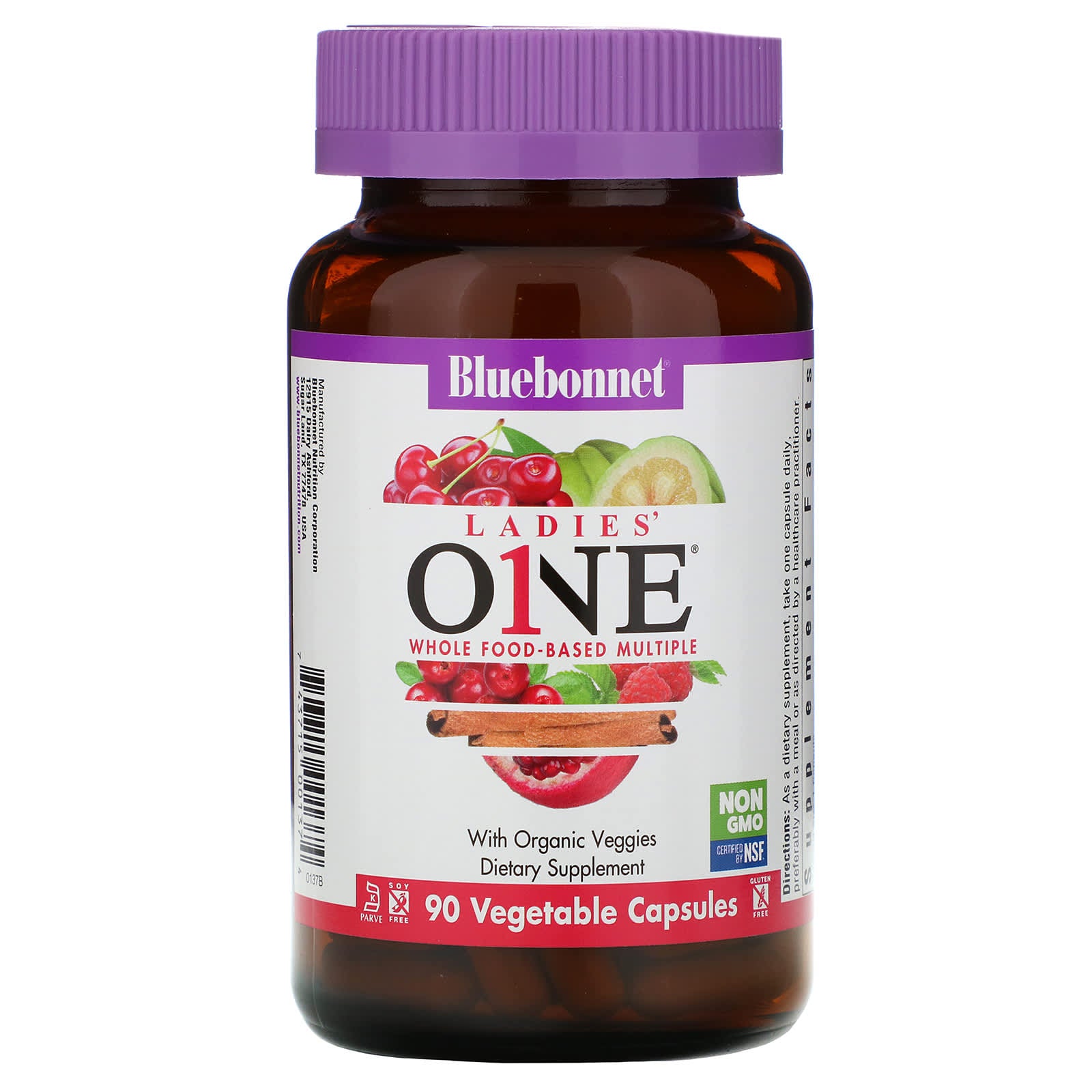 Bluebonnet, LADIES’ ONE, Whole Food-Based Multiple, Multivitamin, 90 Vegetarian Capsules UPC 743715001374 | Hilife Vitamins