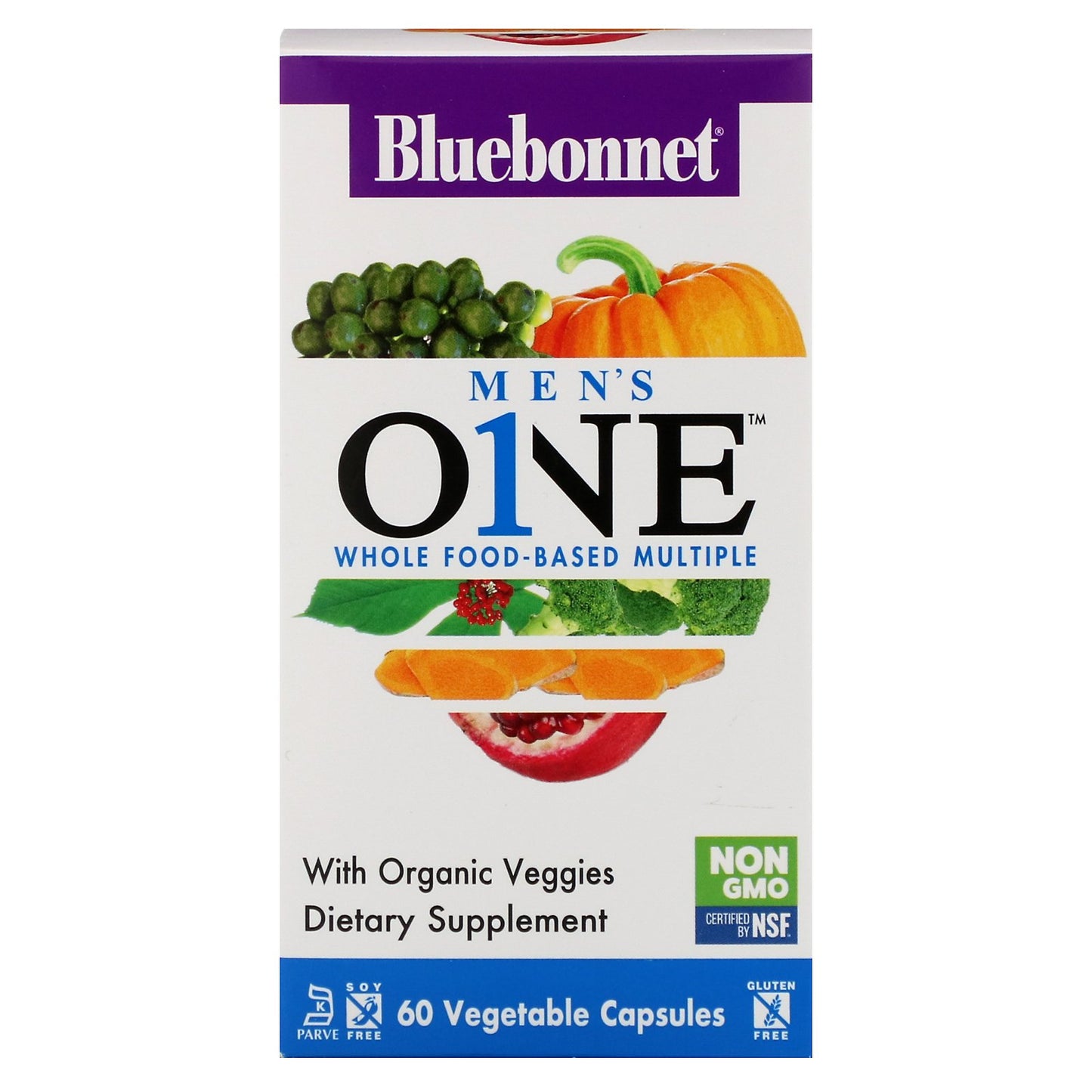 Bluebonnet, Men's One Whole Food-Based Multiple, 60 Vegetarian Capsules UPC 743715001411 | Hilife Vitamins