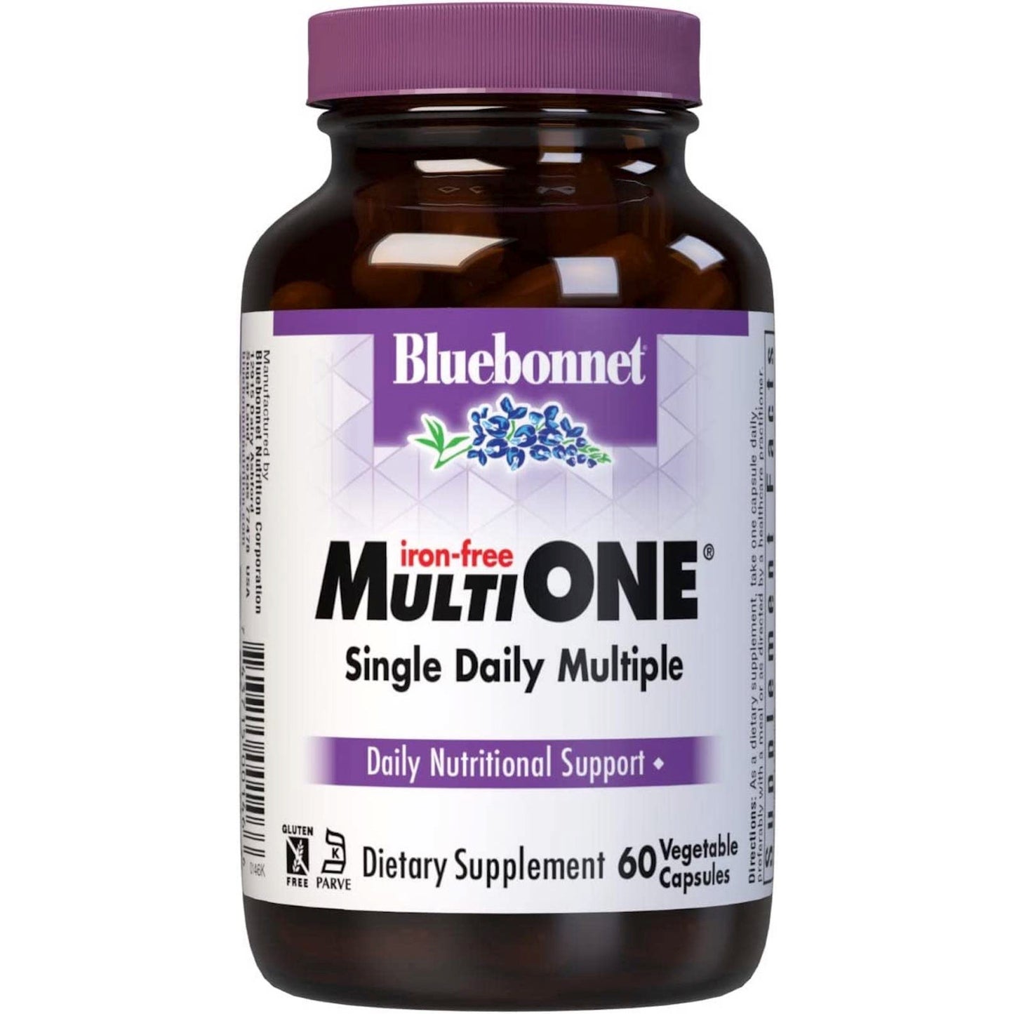 Bluebonnet, Multi One, Single Daily Multiple, Iron-Free, 60 Vegetable Capsules UPC 743715001466 | Hilife Vitamins