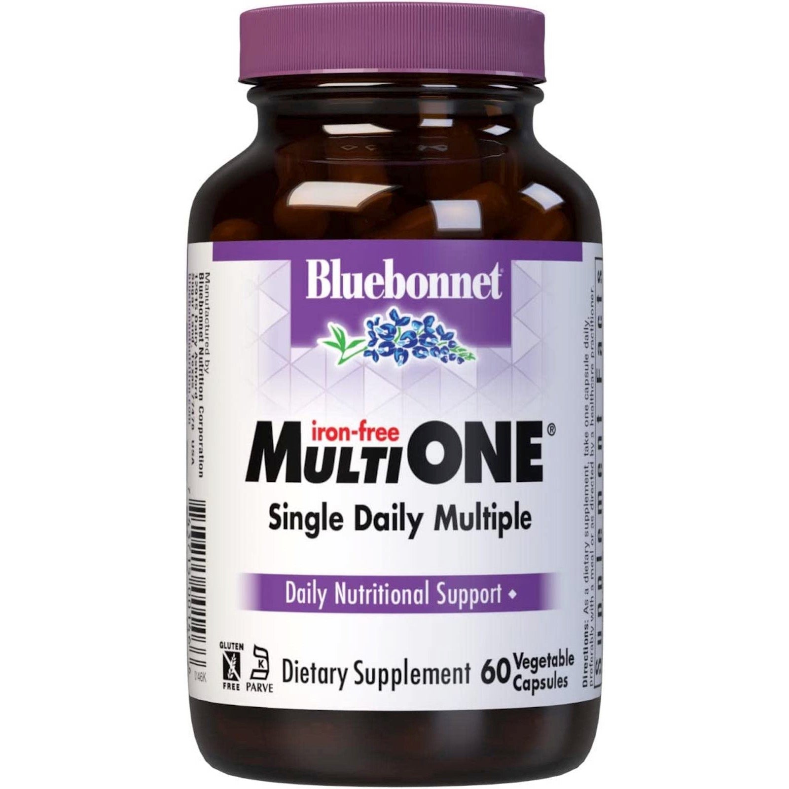 Bluebonnet, Multi One, Single Daily Multiple, Iron-Free, 60 Vegetable Capsules UPC 743715001466 | Hilife Vitamins