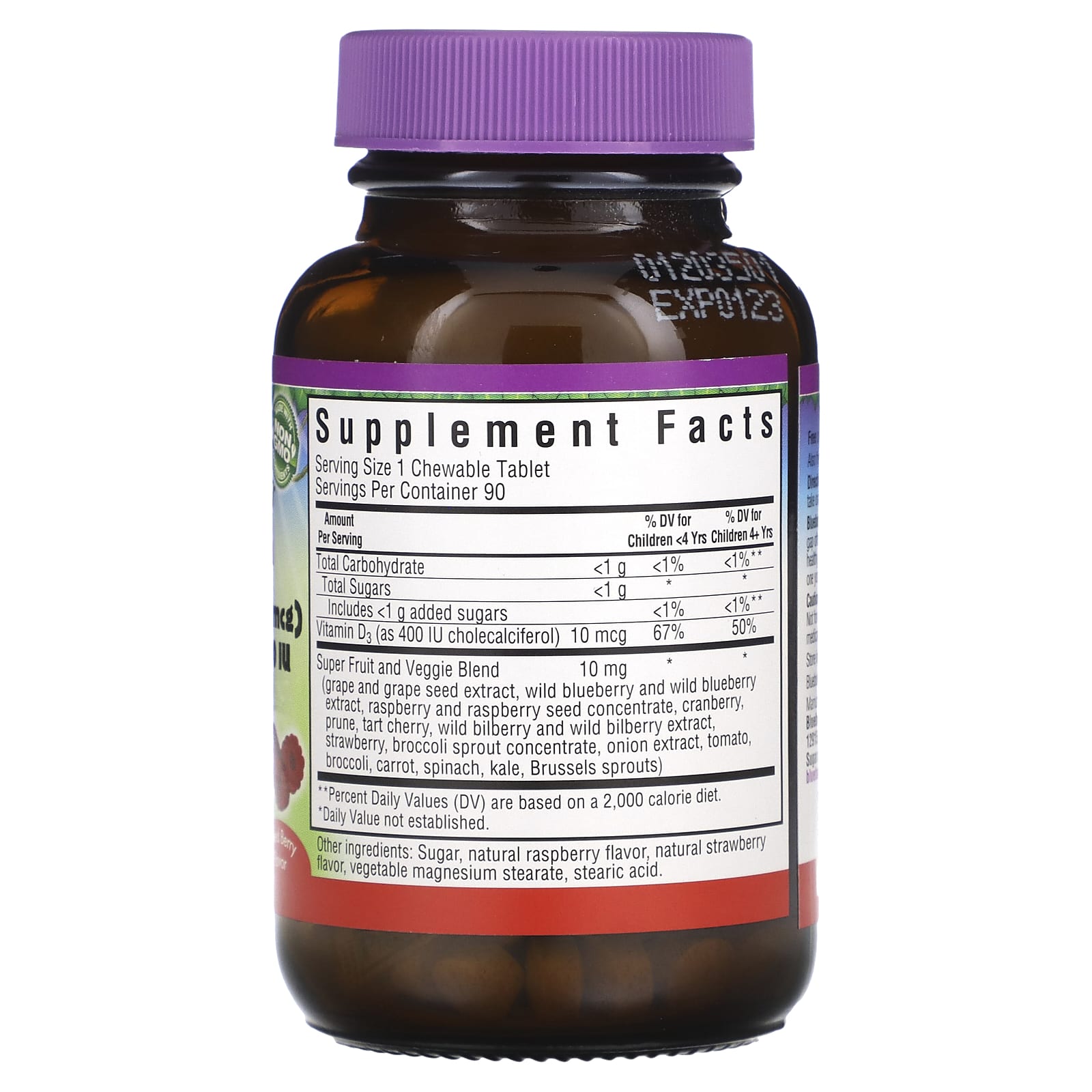 Bluebonnet, Rainforest Animalz, Vitamin D3 400 IU Mixed Berry, 90 Tablets UPC 743715001947 | Hilife Vitamins
