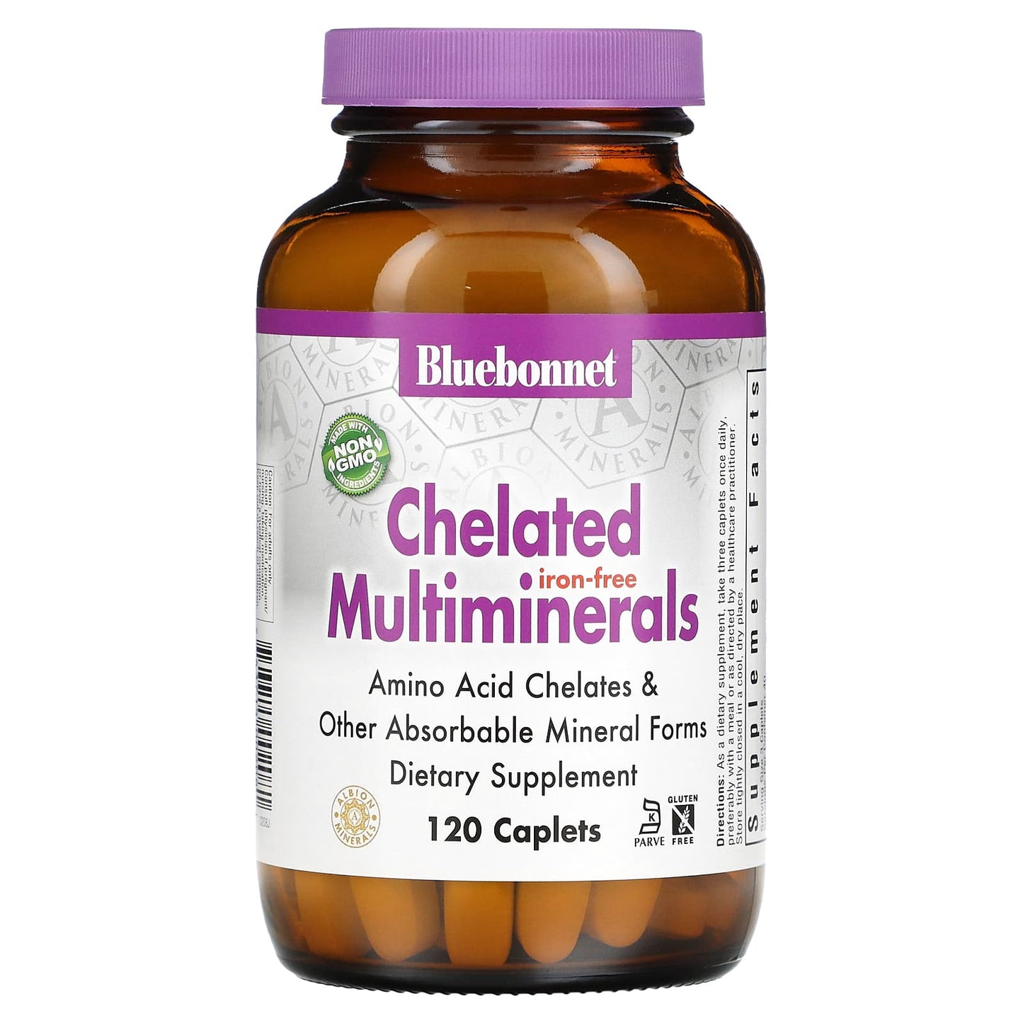 Bluebonnet, Chelated Multiminerals, Iron Free, 120 Caplets UPC 743715002081 | Hilife Vitamins