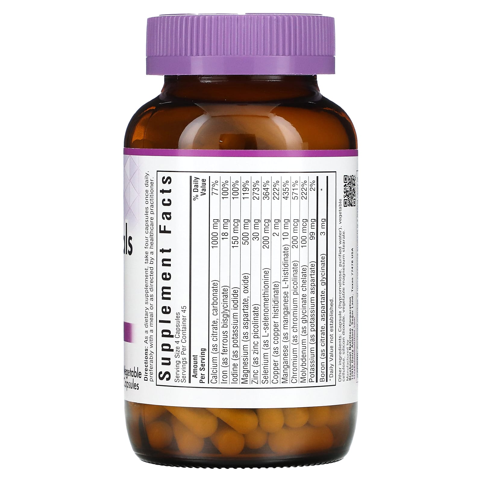 Bluebonnet, Multiminerals & Boron, Full Spectrum, 180 Vegetarian Capsules UPC 743715002128 | Hilife Vitamins