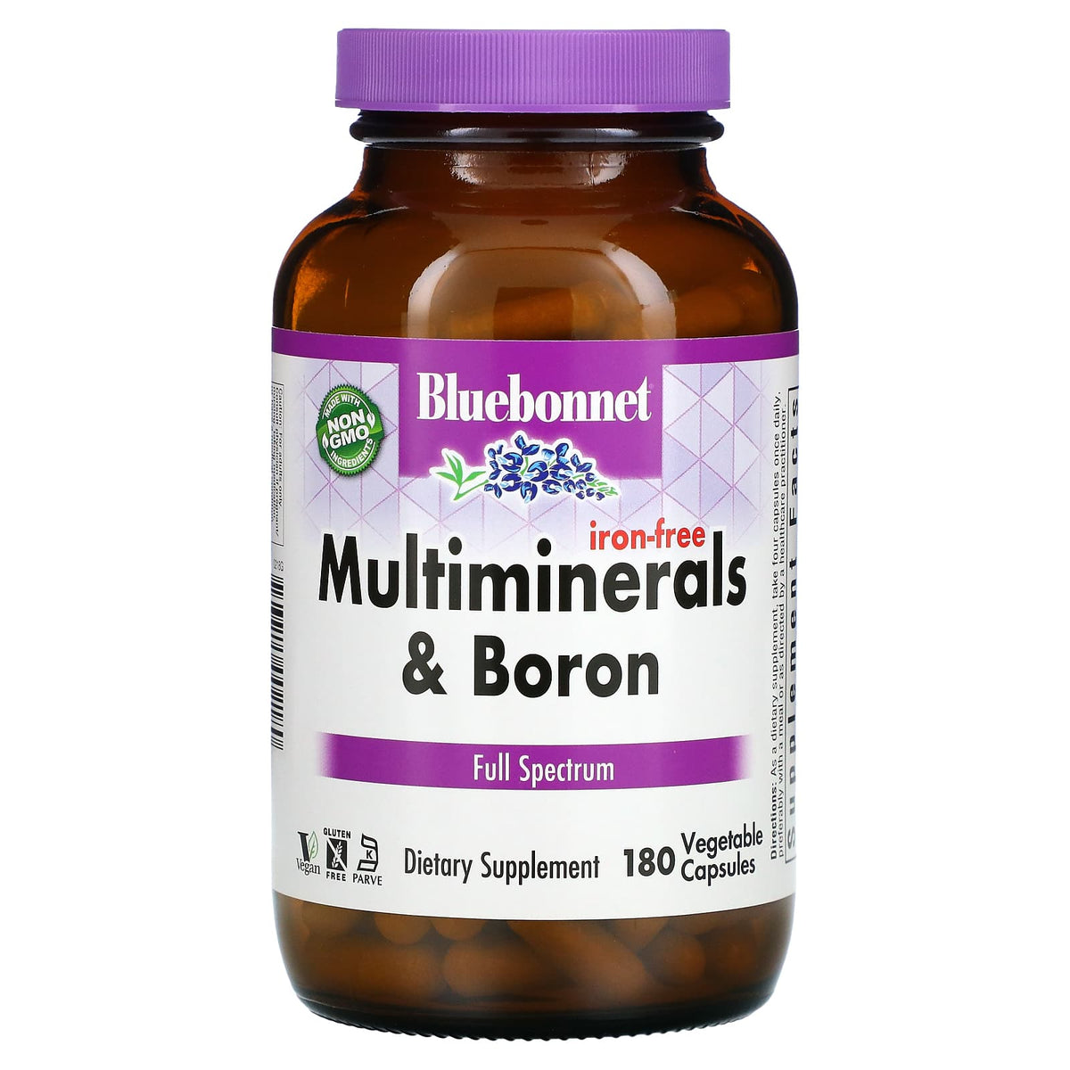 Bluebonnet, Multi Minerals Plus Boron Iron Free, 180 Vegetarian Capsules UPC 743715002180 | Hilife Vitamins