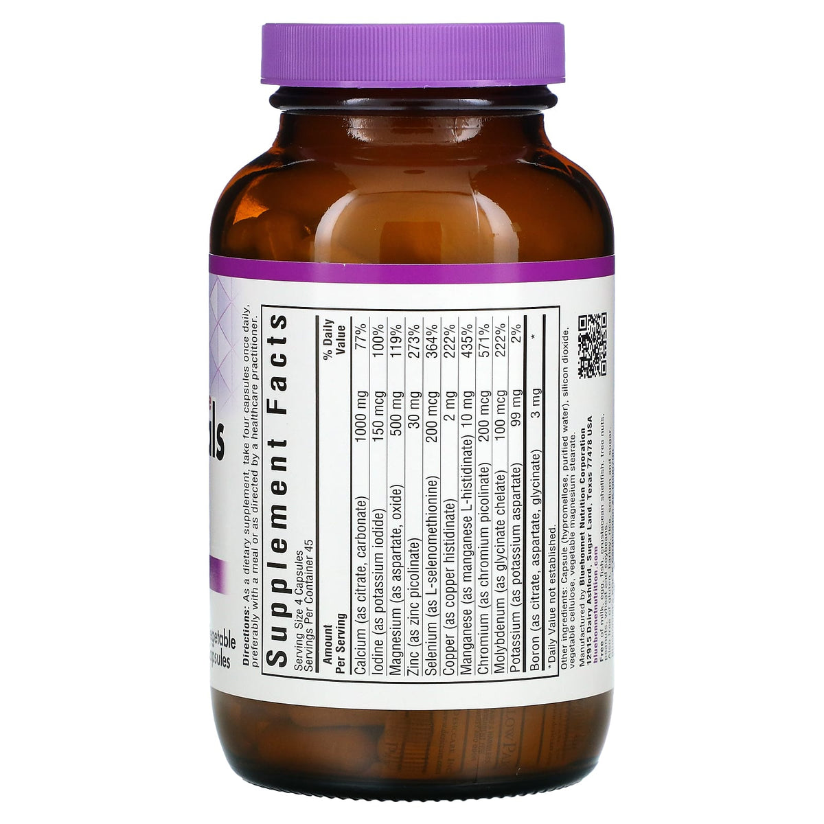 Bluebonnet, Multi Minerals Plus Boron Iron Free, 180 Vegetarian Capsules UPC 743715002180 | Hilife Vitamins