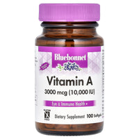 Bluebonnet, Vitamin A, 3,000 mcg (10,000 IU), 100 Softgels UPC 743715002982 | Hilife Vitamins