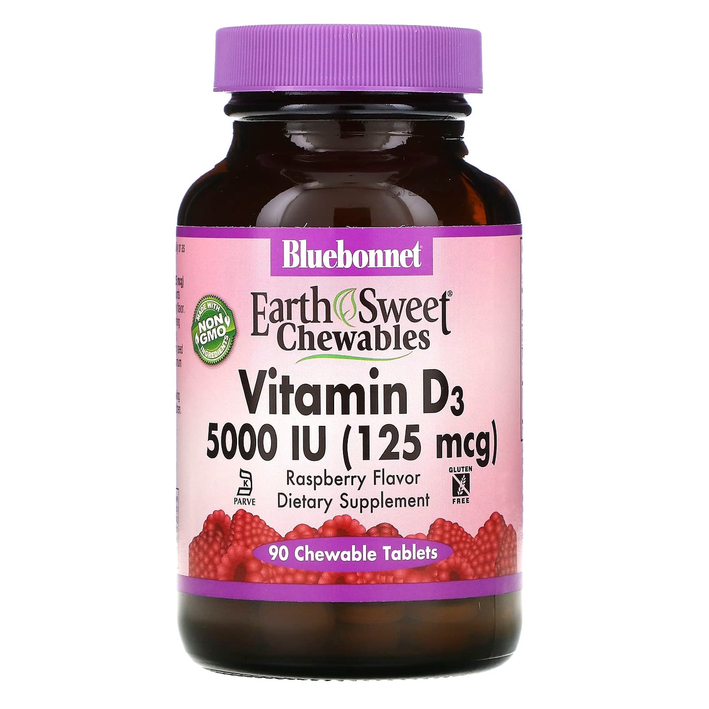 Bluebonnet, Earthsweet Chewables D3 5000 iu Raspberry Flavor, 90 Chewable Tablets UPC 743715003668 | Hilife Vitamins