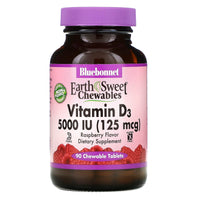 Bluebonnet, Earthsweet Chewables D3 5000 iu Raspberry Flavor, 90 Chewable Tablets UPC 743715003668 | Hilife Vitamins