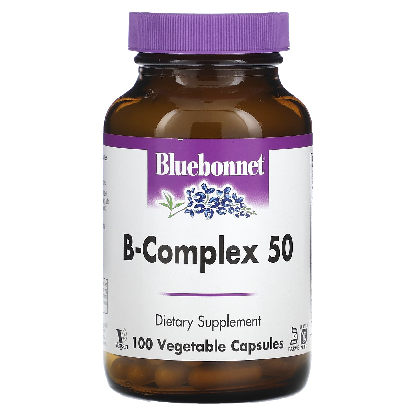 Bluebonnet, B-Complex 50, 100 Vegetarian Capsules UPC 743715004122 | Hilife Vitamins