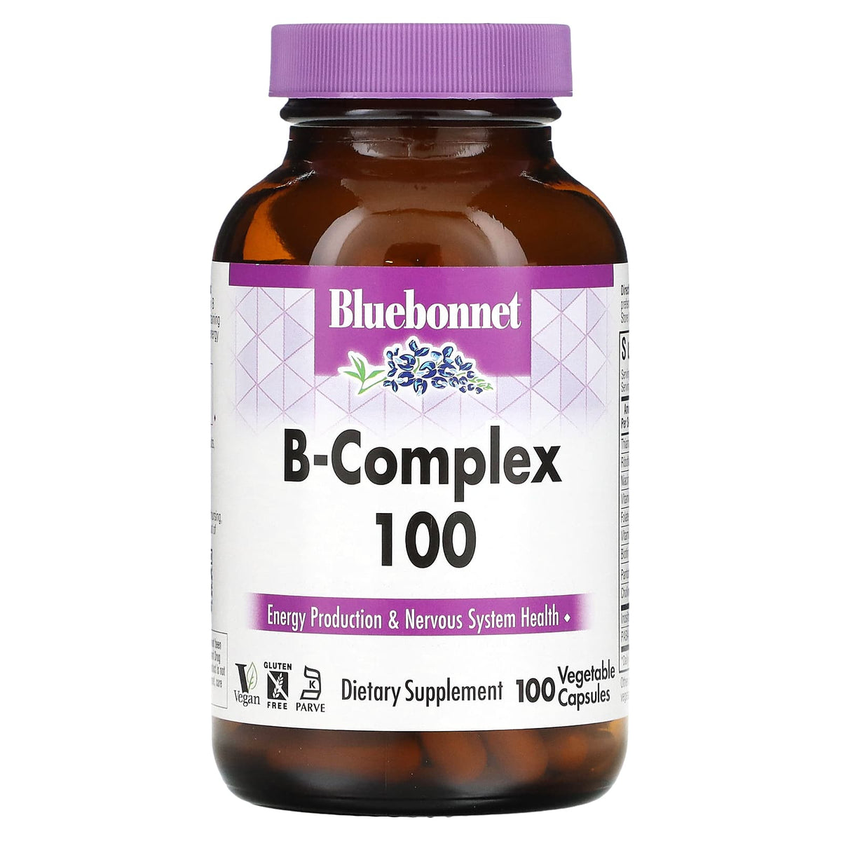 Bluebonnet, B-Complex 100, 100 Vegetable Capsules UPC 743715004184 | Hilife Vitamins