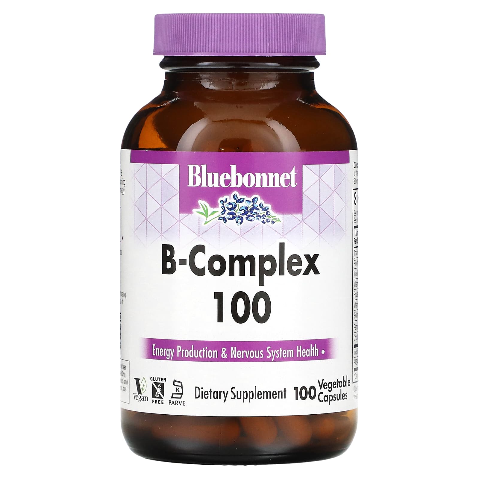 Bluebonnet, B-Complex 100, 100 Vegetable Capsules UPC 743715004184 | Hilife Vitamins