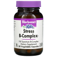 Bluebonnet, Stress B-Complex, Full Spectrum, 50 Vegetable Capsules UPC 743715004221 | Hilife Vitamins