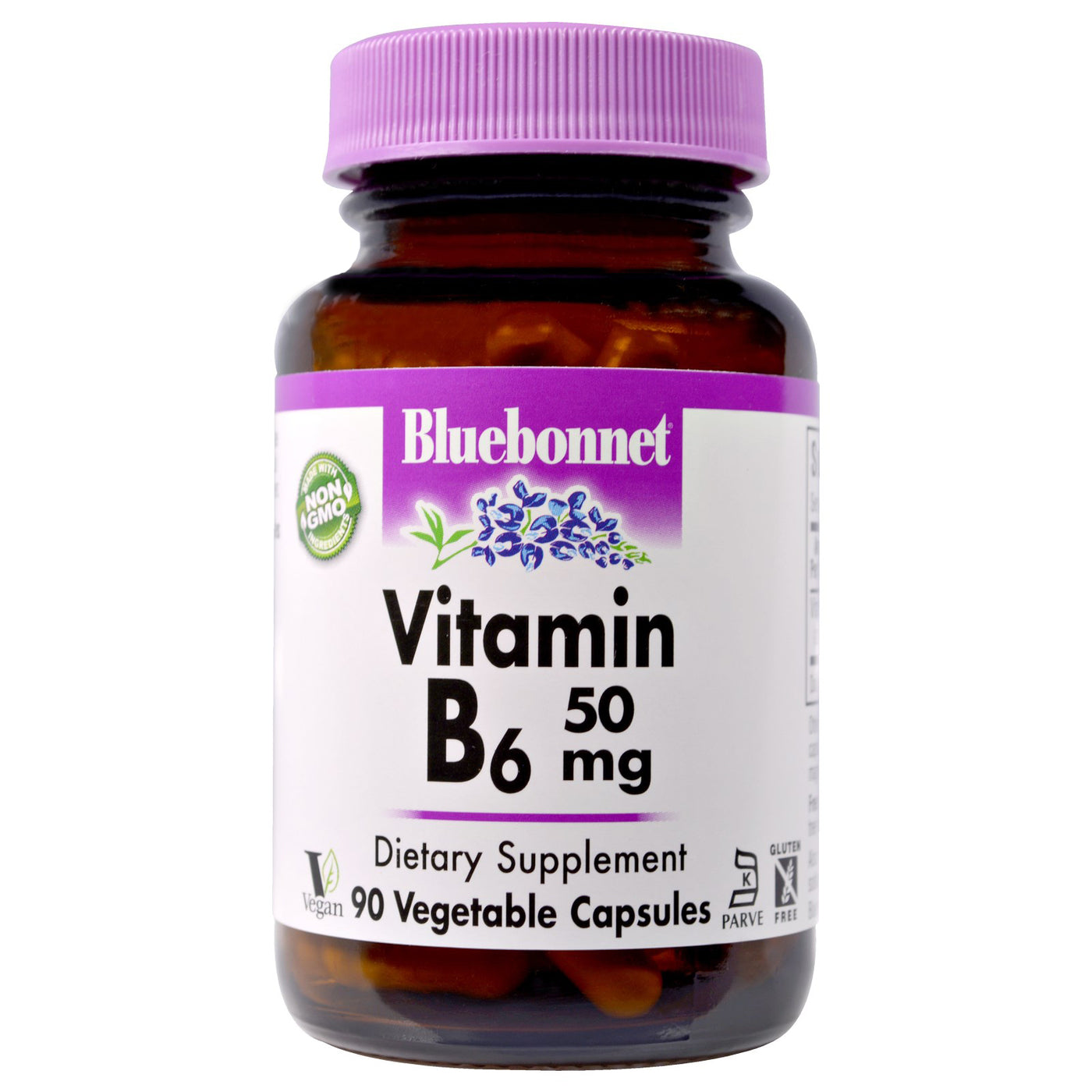 Bluebonnet, Vitamin B6, 50 mg, 90 Vegetarian Capsules UPC 743715004283 | Hilife Vitamins