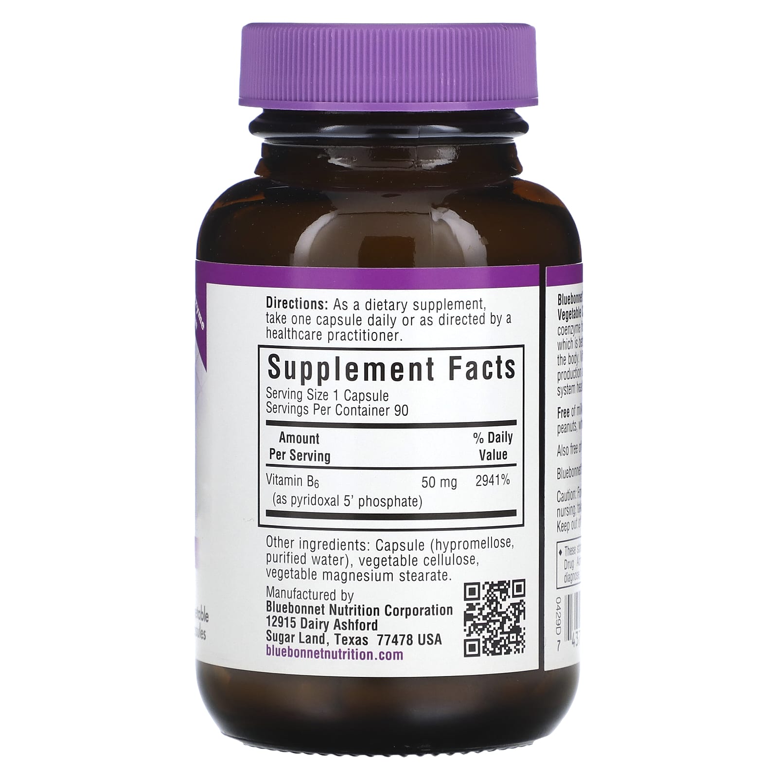 Bluebonnet, P-5-P 50mg, 90 Vegetarian Capsules UPC 743715004290 | Hilife Vitamins