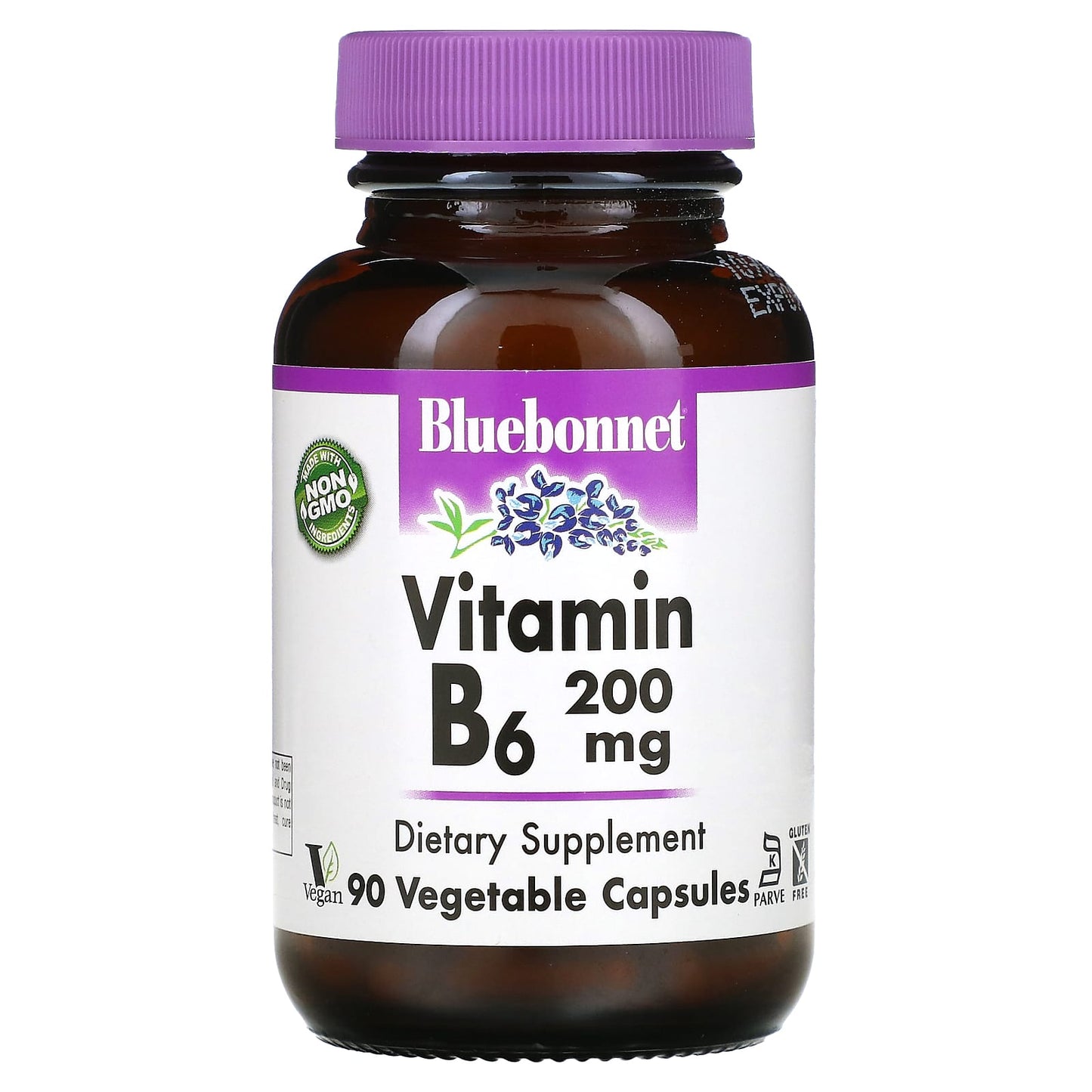 Bluebonnet, Vitamin B-6 200 mg, 90 Vegetarian Capsules UPC 743715004320 | Hilife Vitamins