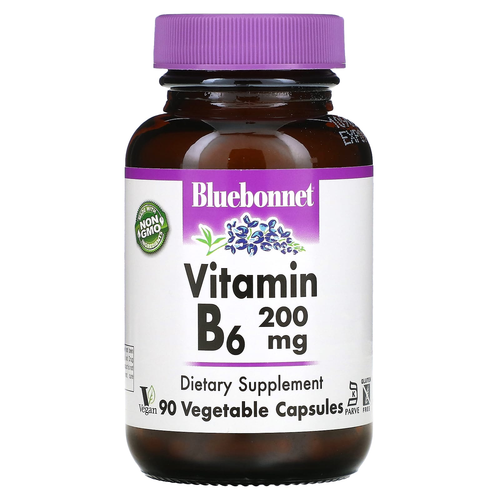 Bluebonnet, Vitamin B-6 200 mg, 90 Vegetarian Capsules UPC 743715004320 | Hilife Vitamins