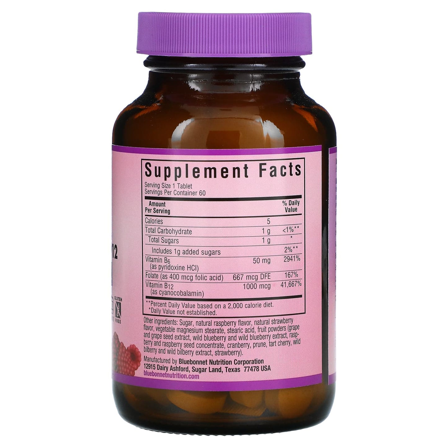 Bluebonnet, Vitamin B6, B12 & Folic Acid, Earth Sweet Chewables, Raspberry Flavor, 60 Chewables UPC 743715004450