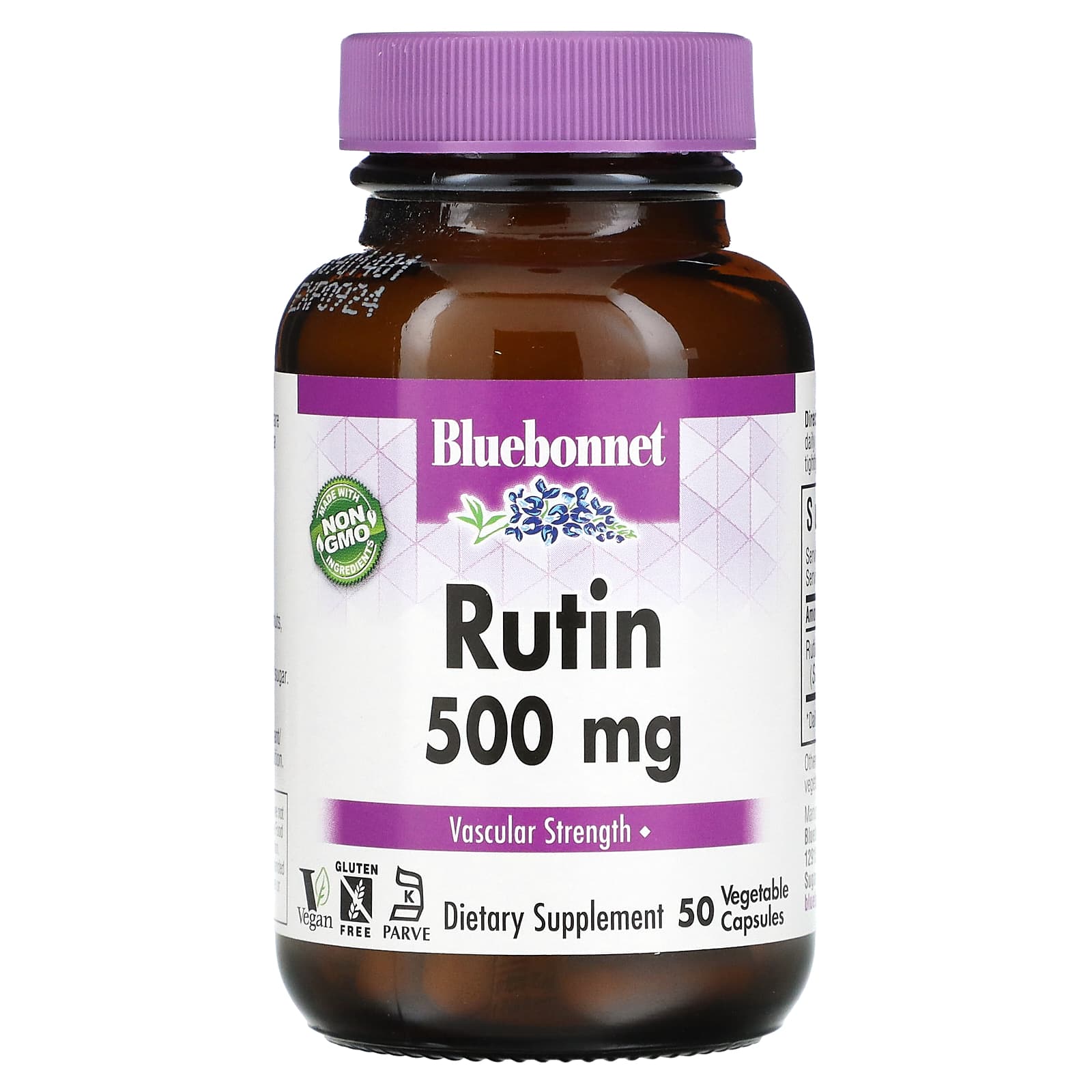 Bluebonnet, Rutin, 500 mg, 50 Vegetarian Capsules UPC 743715005648 | Hilife Vitamins