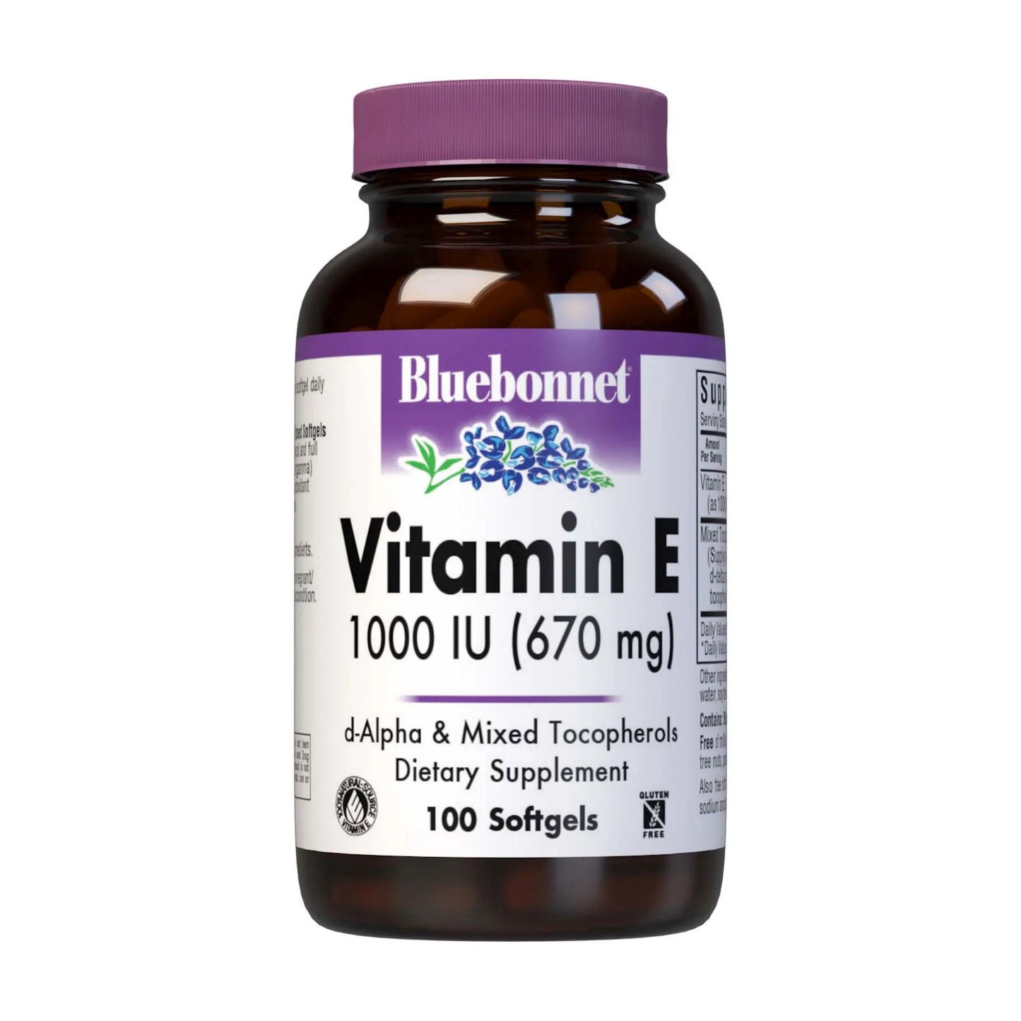 Bluebonnet, Vitamin E 1000 IU Mixed, 100 Softgels UPC 743715006249 | Hilife Vitamins