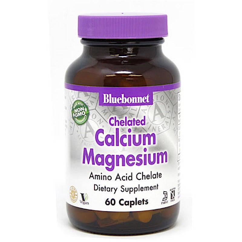 Bluebonnet, Albion Chelated Calcium Magnesium, 60 Caplets UPC 743715006607 | Hilife Vitamins