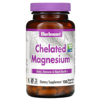 Bluebonnet, Chelated Magnesium, NON-GMO, Certified By NSF, 120 Vegetarian Capsules UPC 743715006836 | Hilife Vitamins
