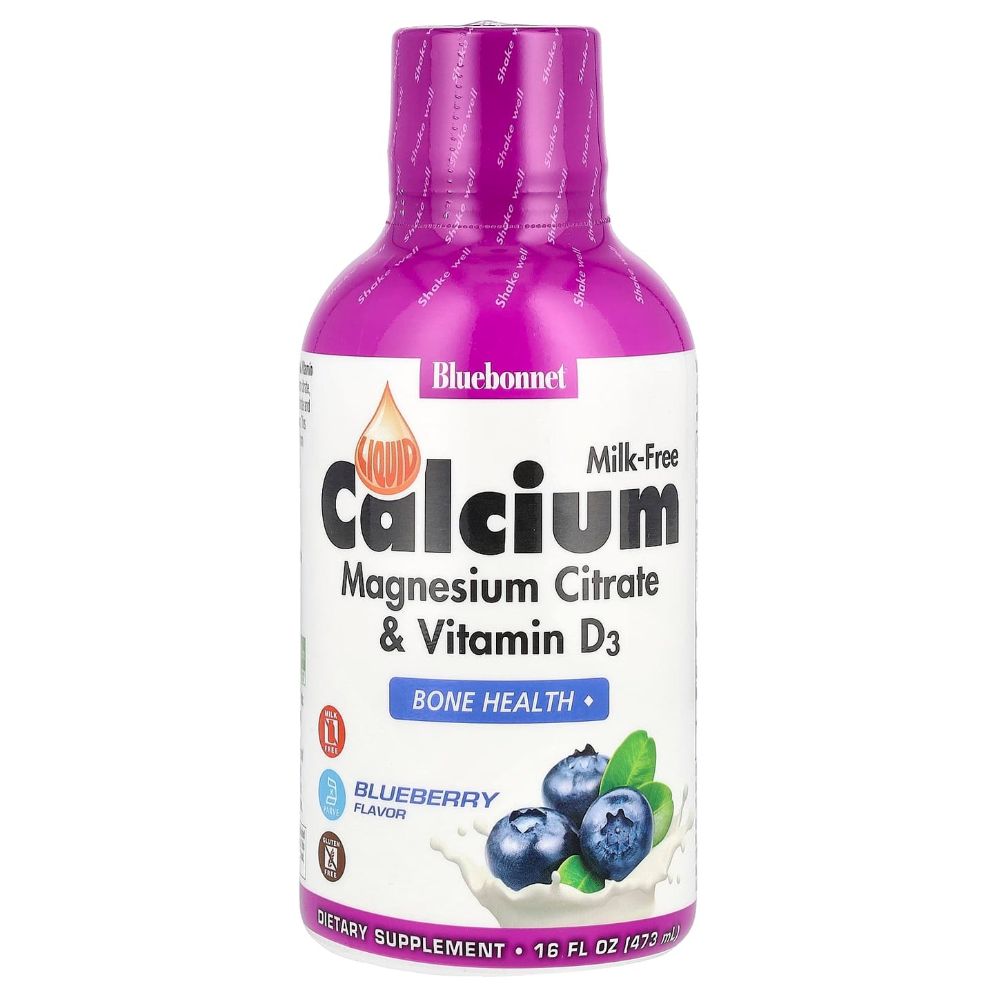 Bluebonnet, Liquid Calcium Magnesium Citrate & Vitamin D3, Blueberry, 16 fl oz (473 ml) UPC 743715006867 | HiLife Vitamins