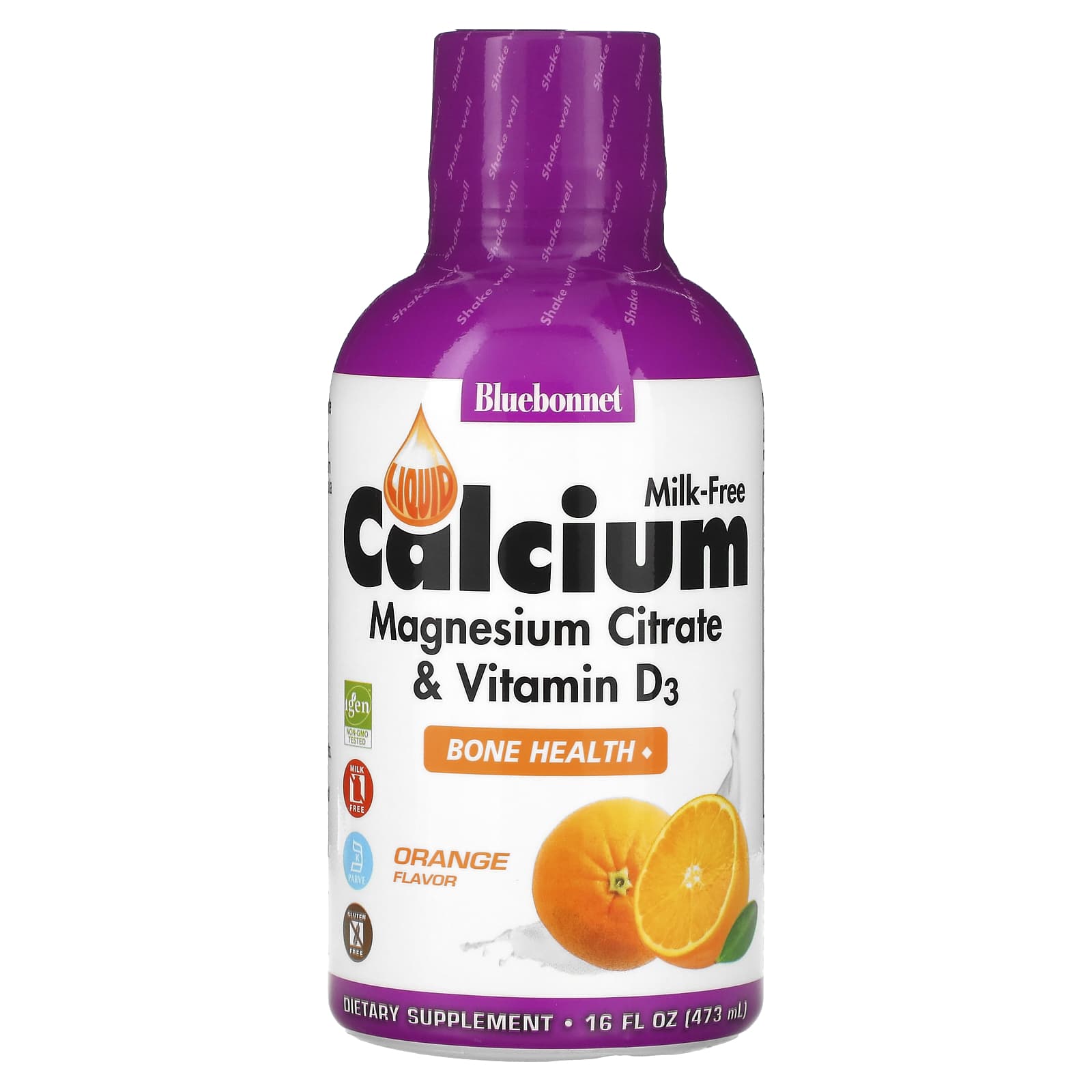 Bluebonnet, Liquid Calcium, Magnesium Citrate & Vitamin D3, Milk-Free, Orange Flavor, 16 Oz UPC 743715006904