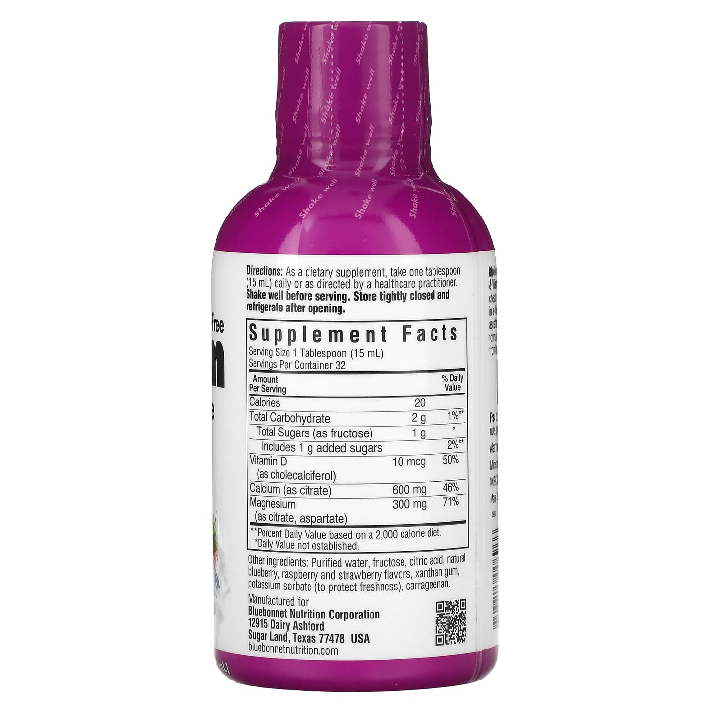 Bluebonnet, Liquid Calcium Magnesium Citrate Mixed Berry, 16 Oz UPC 743715006966 | Hilife Vitamins
