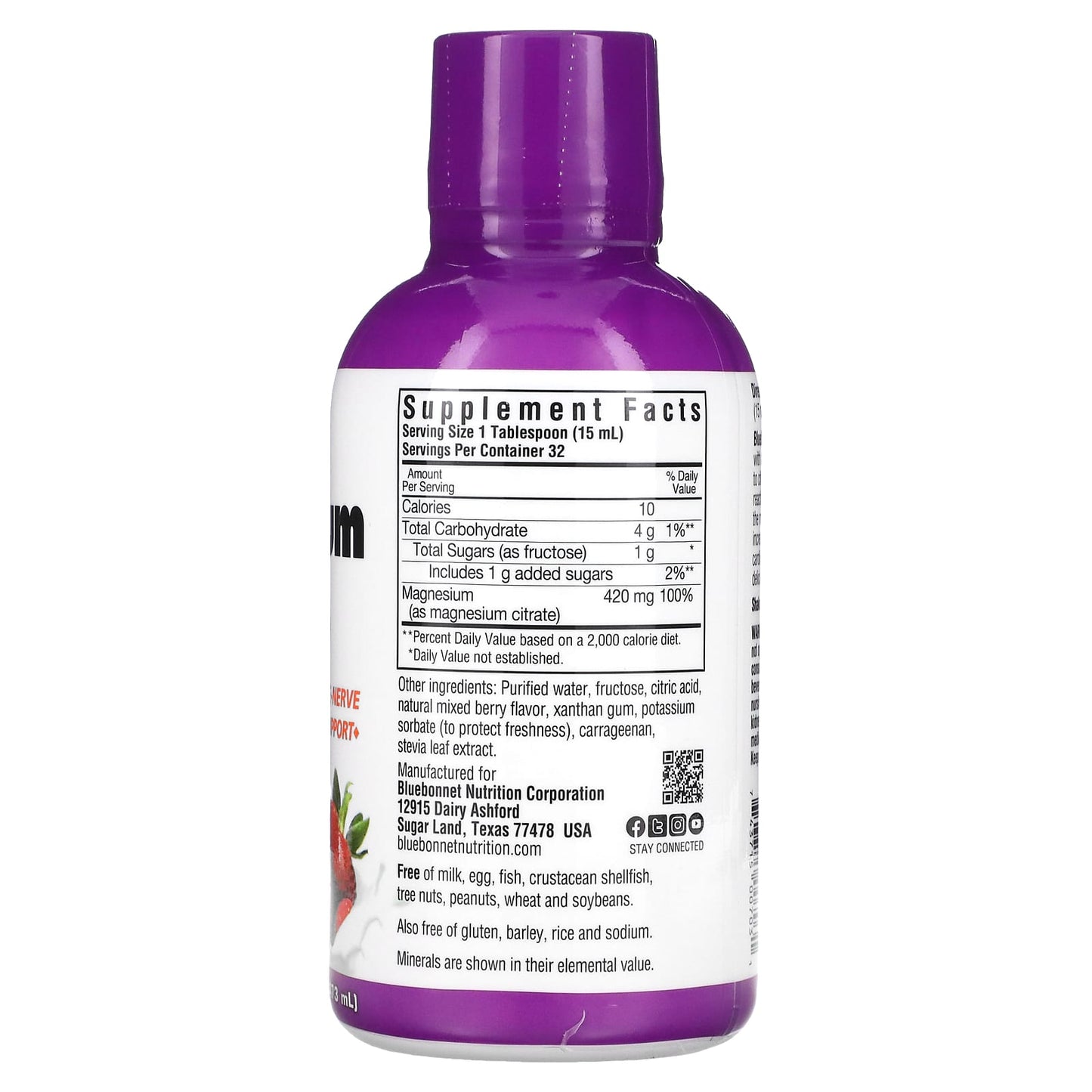 Bluebonnet, Liquid Magnesium Citrate, Mixed Berry, 16 fl oz (473 ml) UPC 743715007031 | Hilife Vitamins