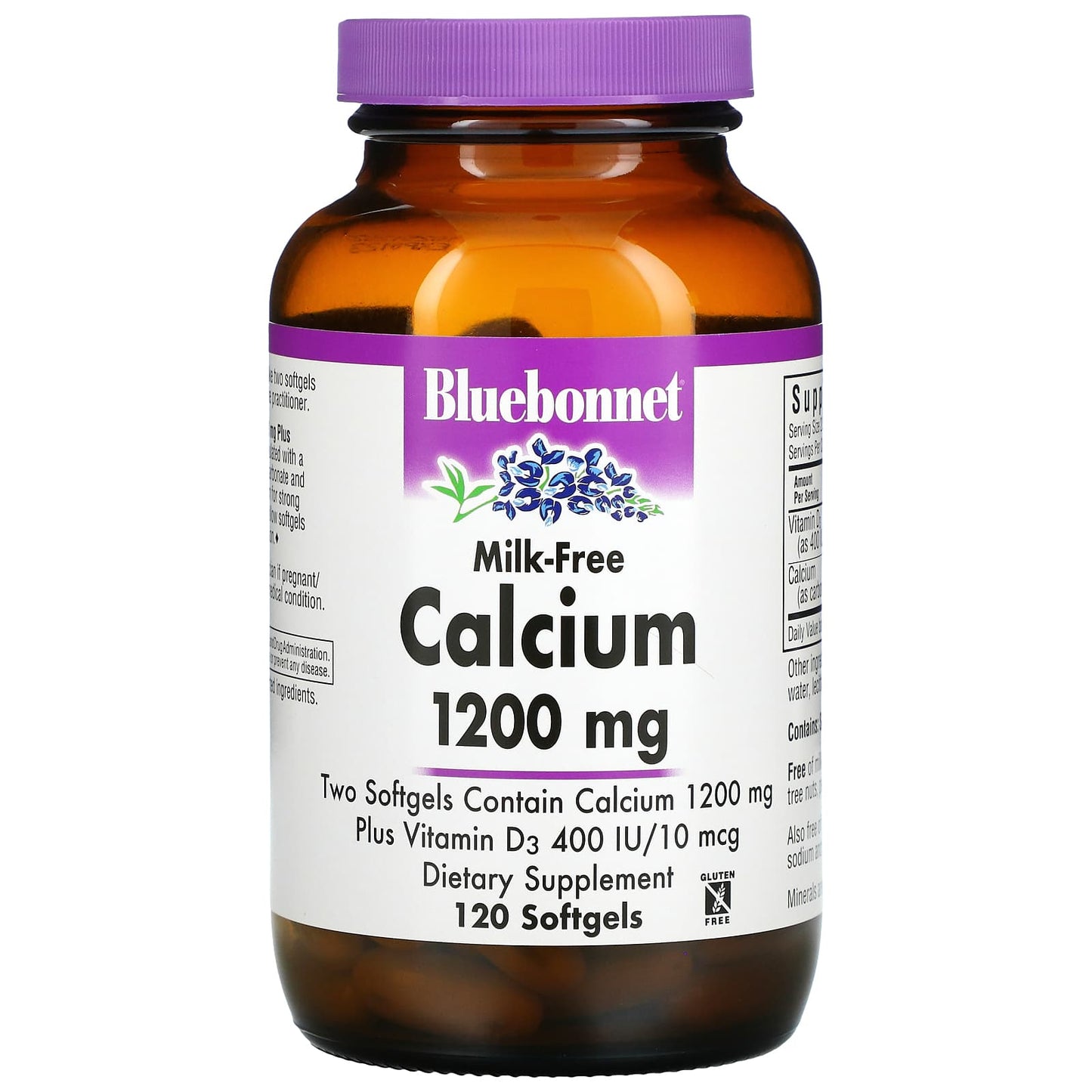 Bluebonnet, Calcium 1200 mg & Vitamin D3, Milk-Free, 120 Softgels UPC 743715007048 | Hilife Vitamins
